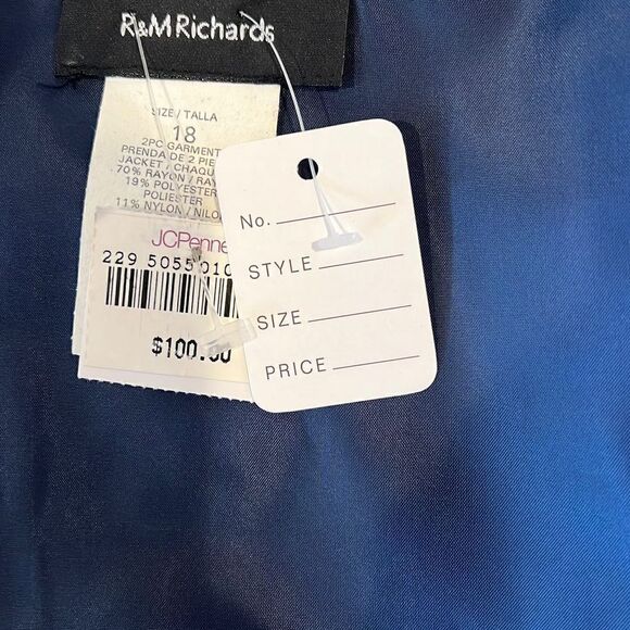 R&M Richards Blue beaded party dress with jacket Sz.18 NWT Vintage - Picture 12 of 12
